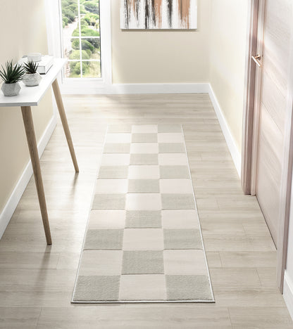 Vellure Modern Living Room Area Rug Embossed Metallic Sheen Grid - 2 Colours Available