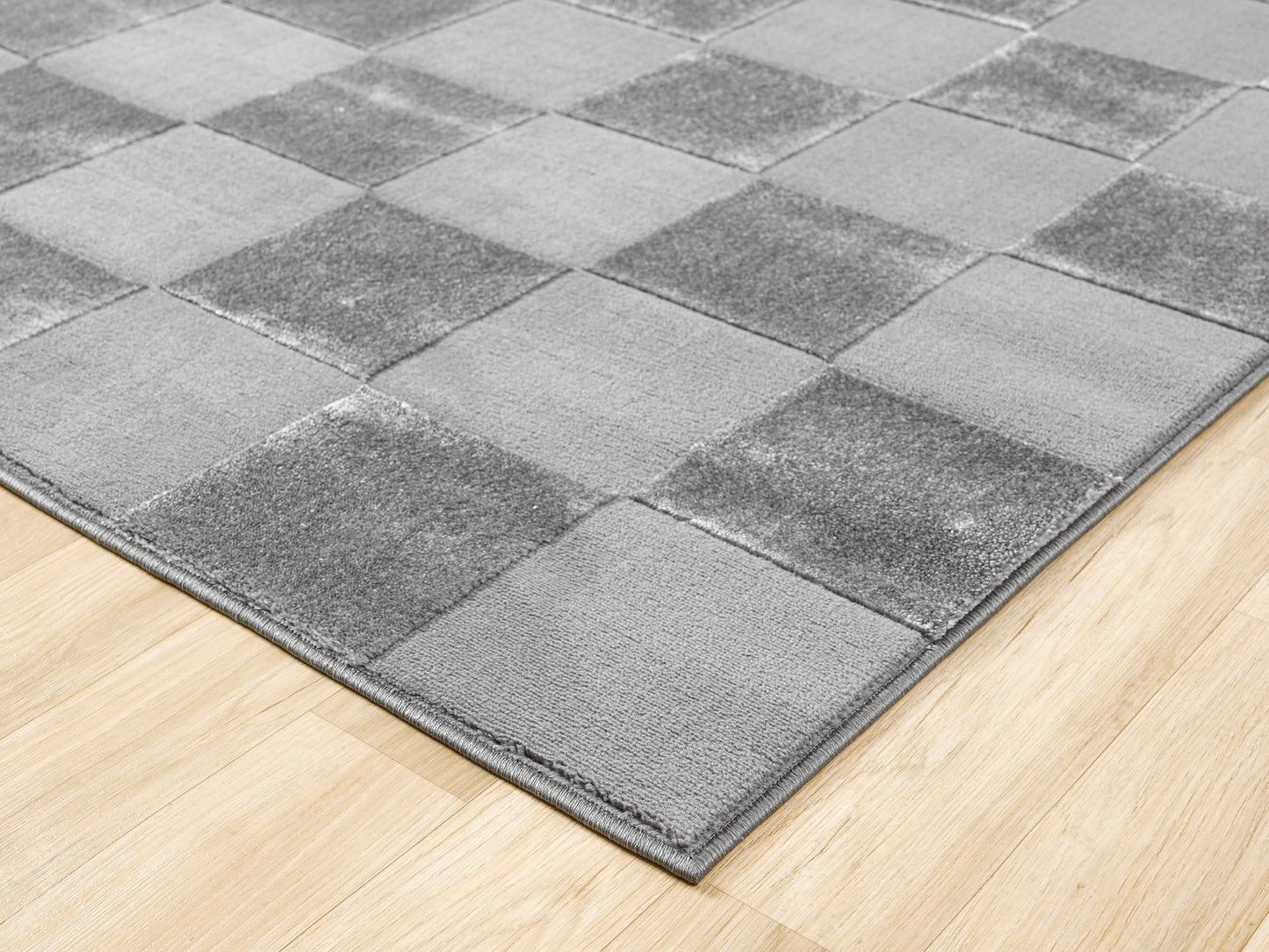 Vellure Modern Living Room Area Rug Embossed Metallic Sheen Grid - 2 Colours Available