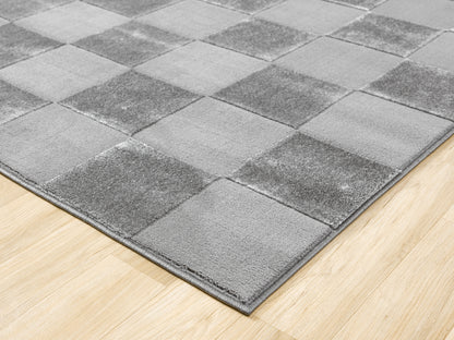 Vellure Modern Living Room Area Rug Embossed Metallic Sheen Grid - 2 Colours Available