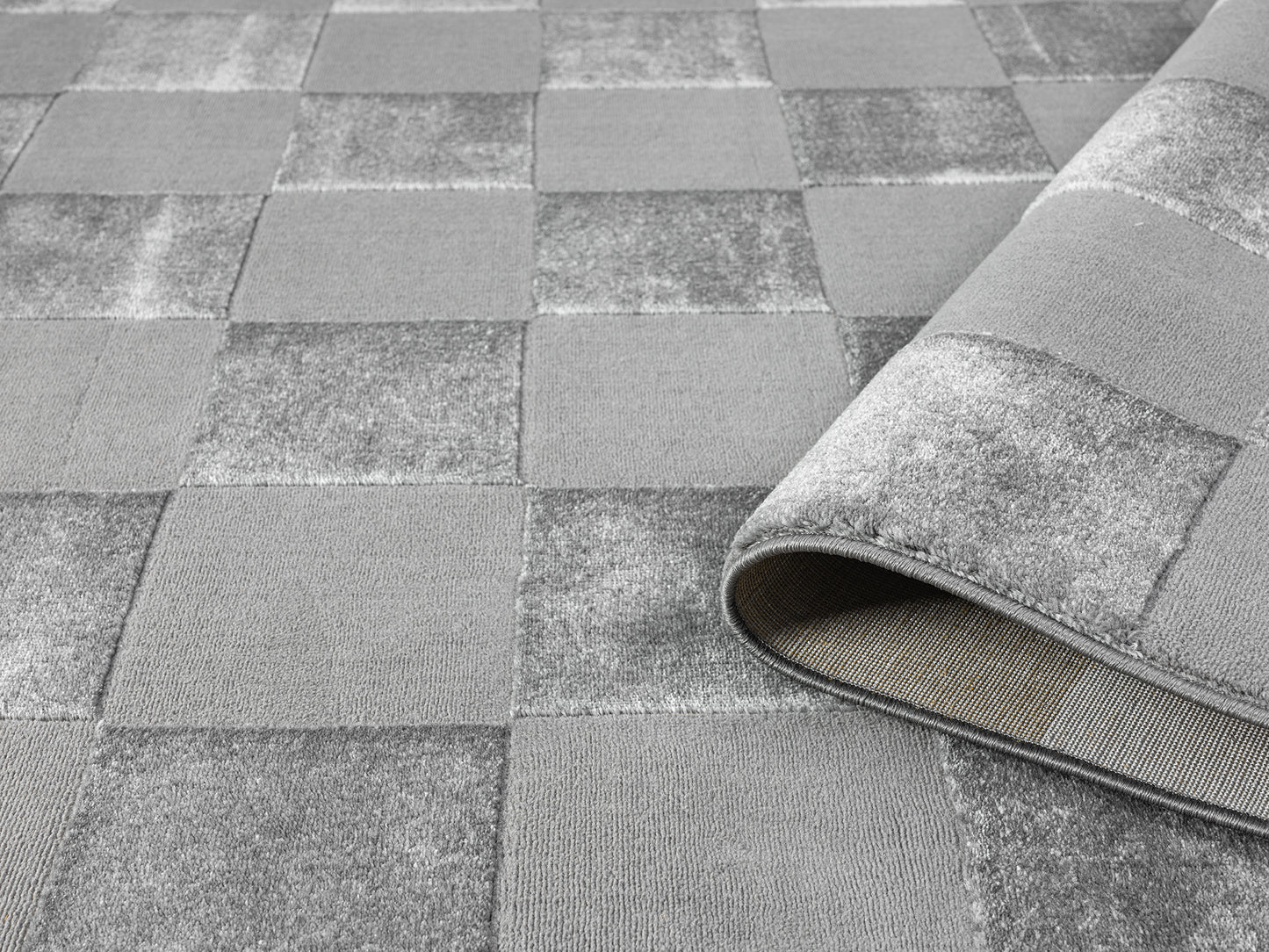 Vellure Modern Living Room Area Rug Embossed Metallic Sheen Grid - 2 Colours Available