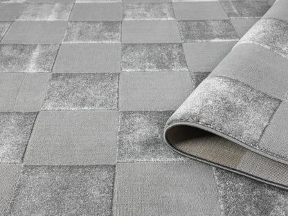 Vellure Modern Living Room Area Rug Embossed Metallic Sheen Grid - 2 Colours Available