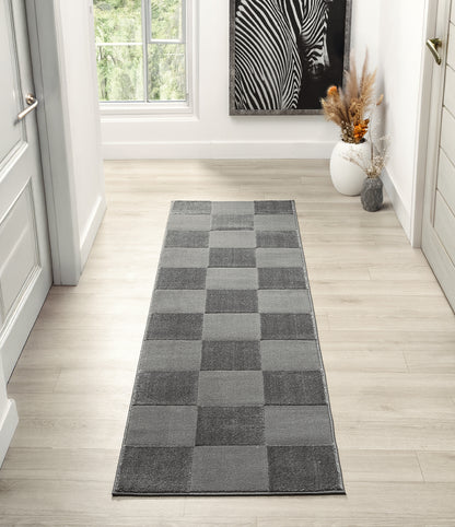 Vellure Modern Living Room Area Rug Embossed Metallic Sheen Grid - 2 Colours Available