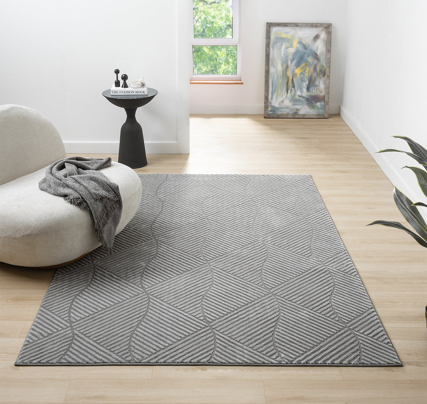 Vellure Modern Living Room Area Rug Embossed Metallic Sheen Pyramid - 2 Colours Available