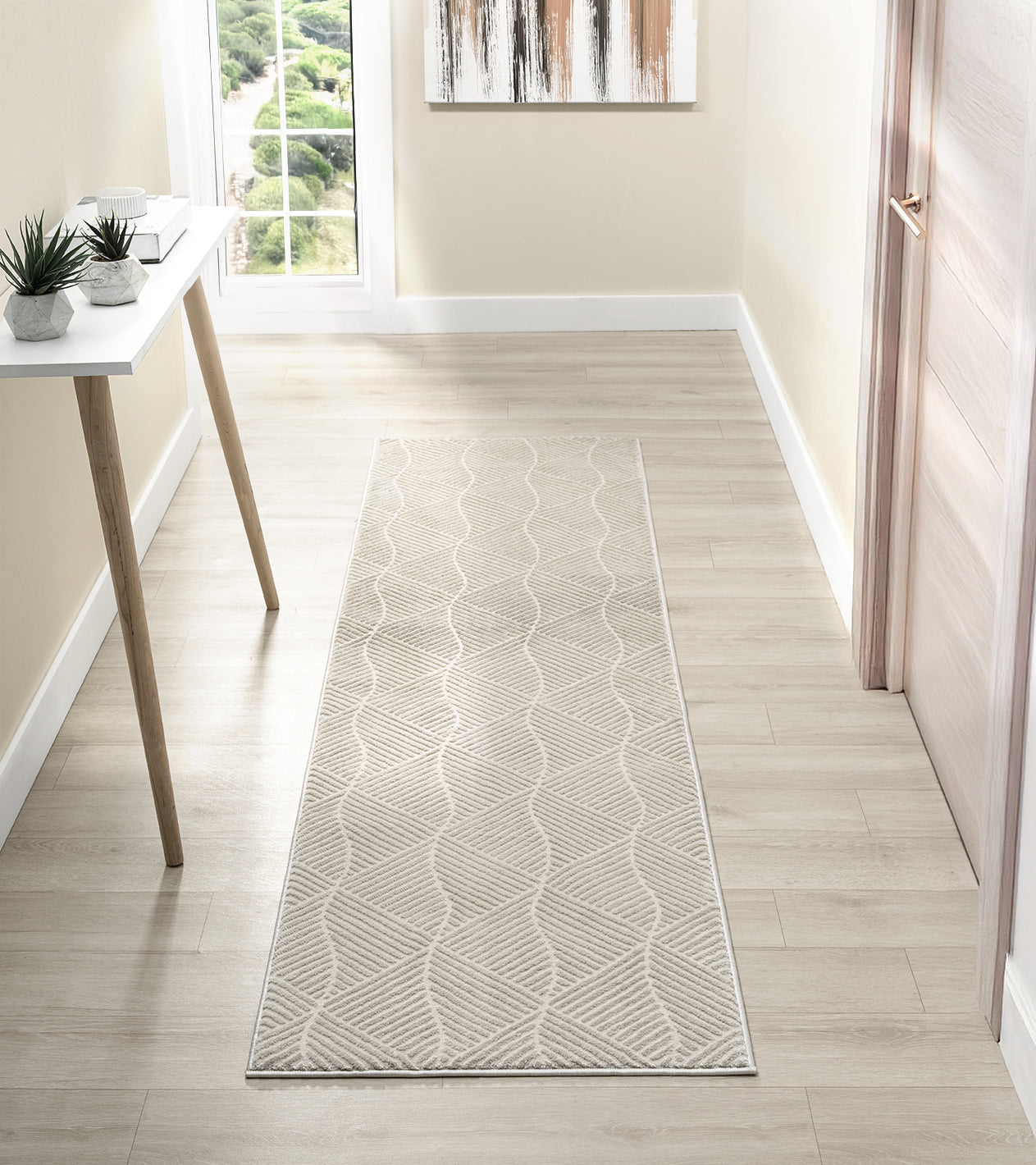 Vellure Modern Living Room Area Rug Embossed Metallic Sheen Pyramid - 2 Colours Available