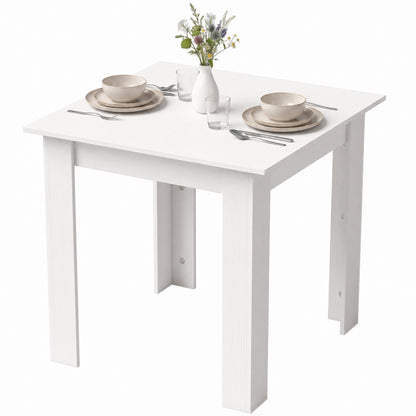 Square Dining Table, Kitchen Table with White Wood Effect