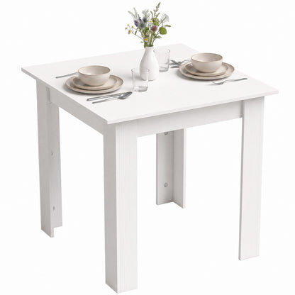 Square Dining Table, Kitchen Table with White Wood Effect