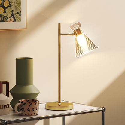 Table Lamp with Adjustable Head, Modern Bedside Lamp, Gold Tone