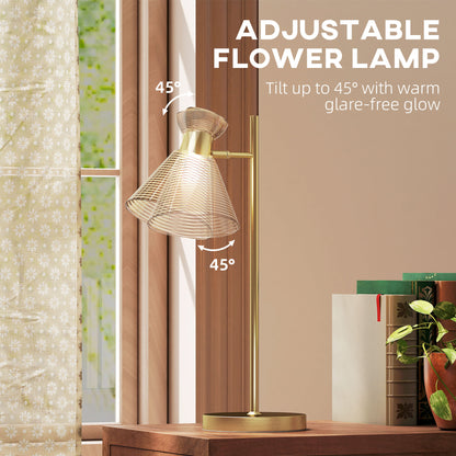 Table Lamp with Adjustable Head, Modern Bedside Lamp, Gold Tone