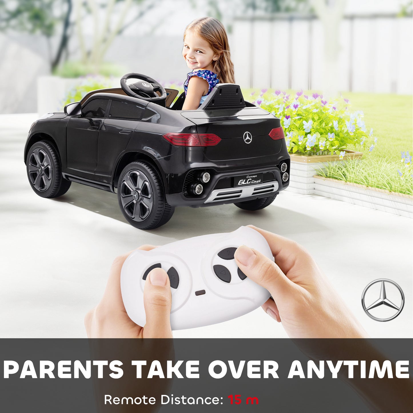 Mercedes-Benz GLC Licensed Kids Ride on Car with Remote, Black
