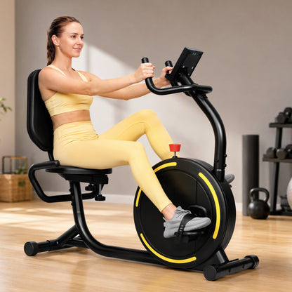 Magnetic Recumbent Exercise Bike with Bluetooth App Connectivity - Black