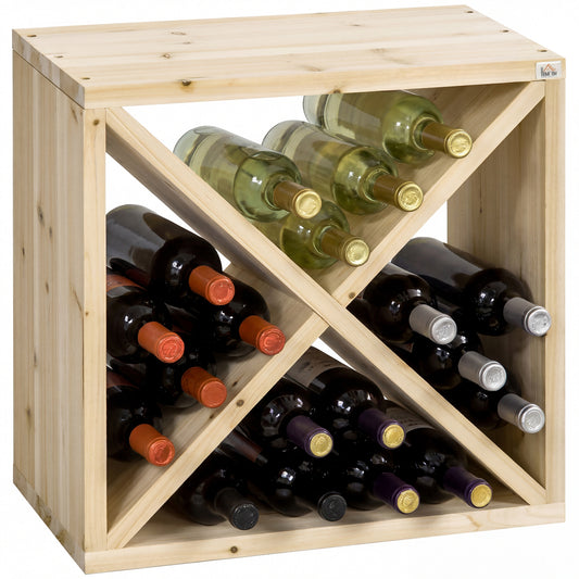 24 BottleWine Rack, X-cube Wine Holder for Kitchen, Natural