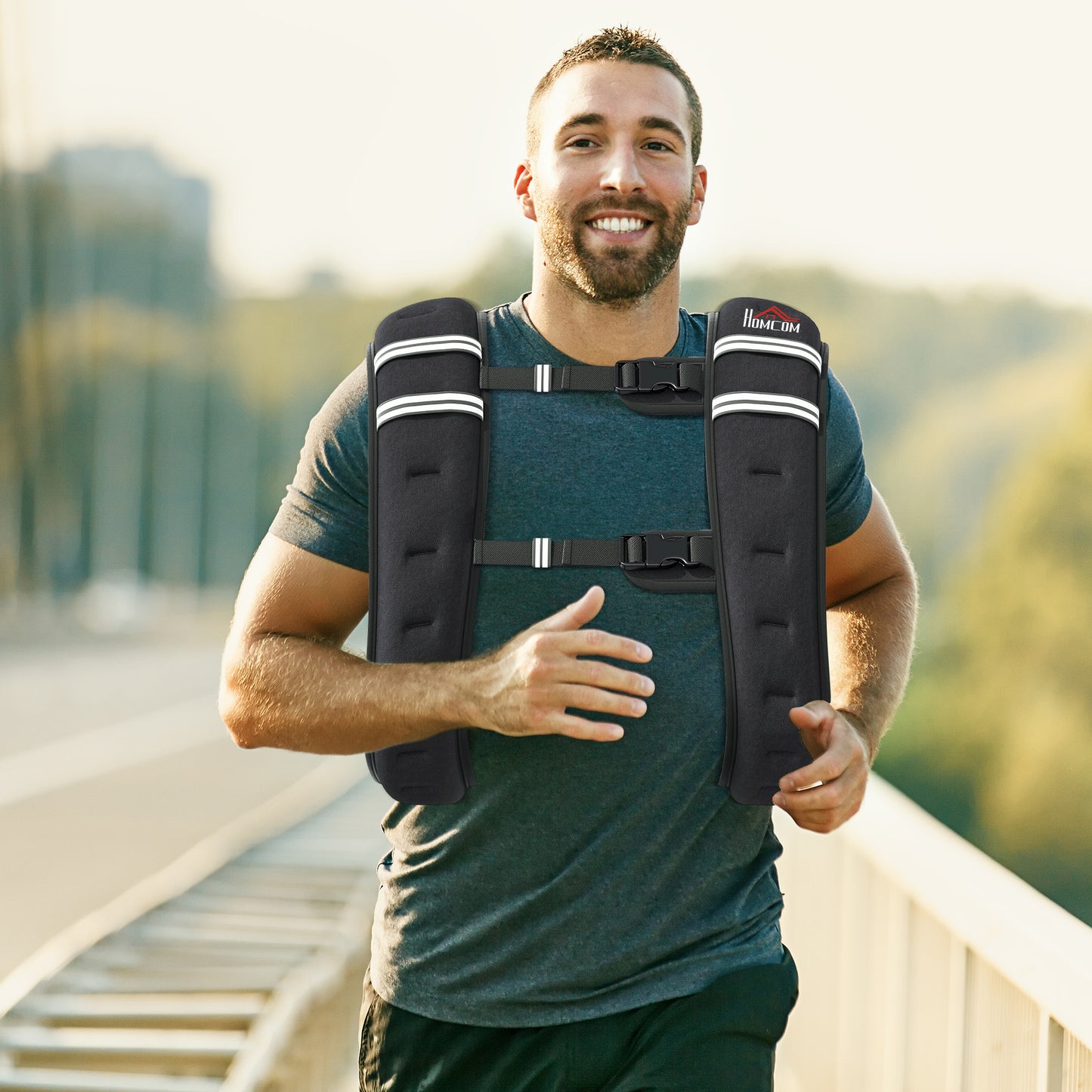 10KG Weighted Vest, Running Weight Vest with Adjustable Straps, Convenient Pocket and Reflective Strips, for Men and Women Cardio Exercise Strength Training Workout, Black