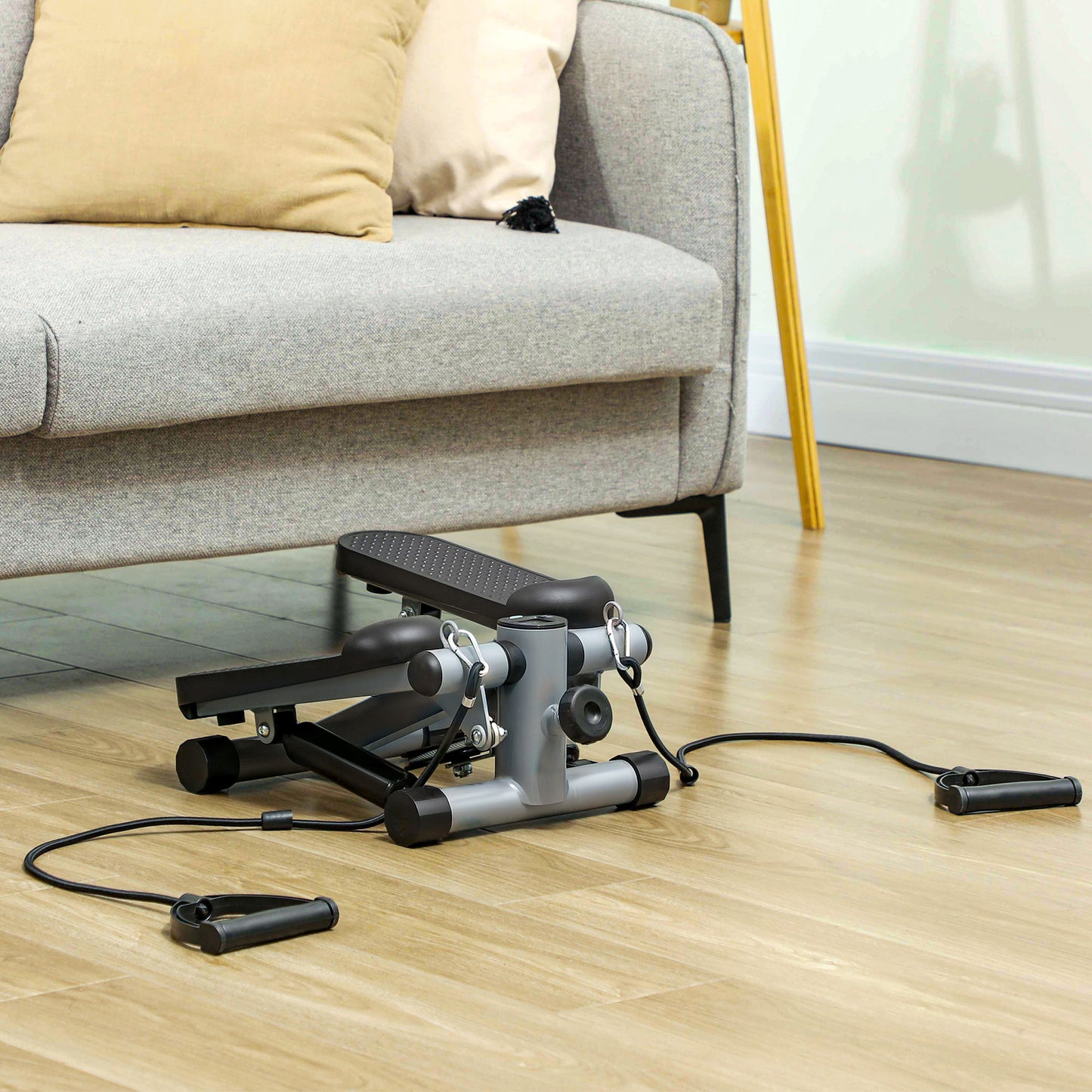 Mini Stepper, Compact Step Machine Exerciser with Resistance Bands