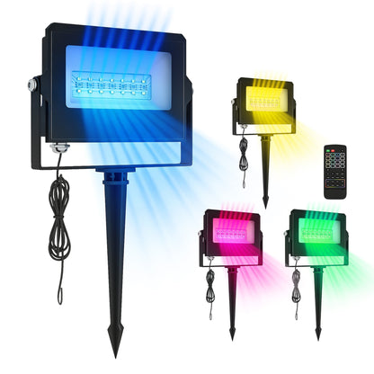 32W LED Floodlights, Smart Outdoor Flood Light with UK Plug, Black