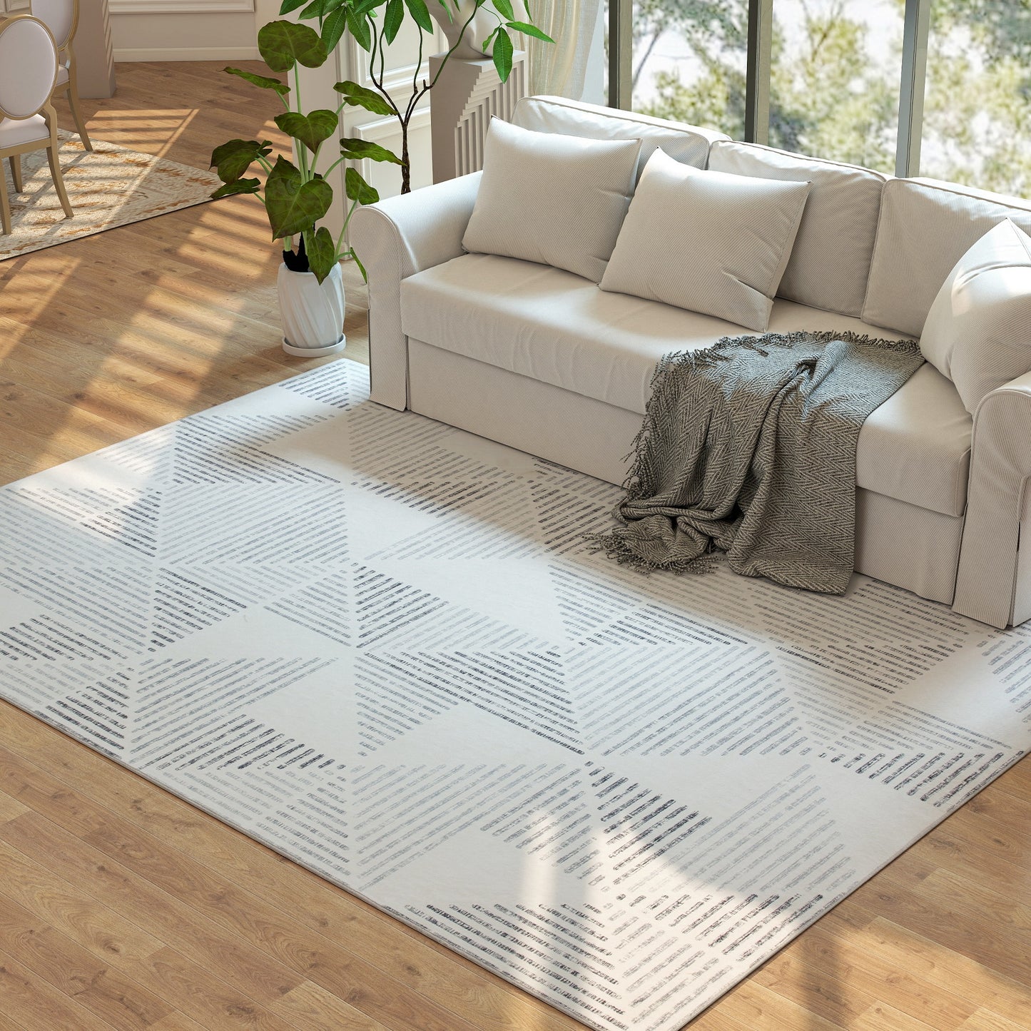 Non-Slip Large Rug for Living Room 290 x 200 cm, Grey