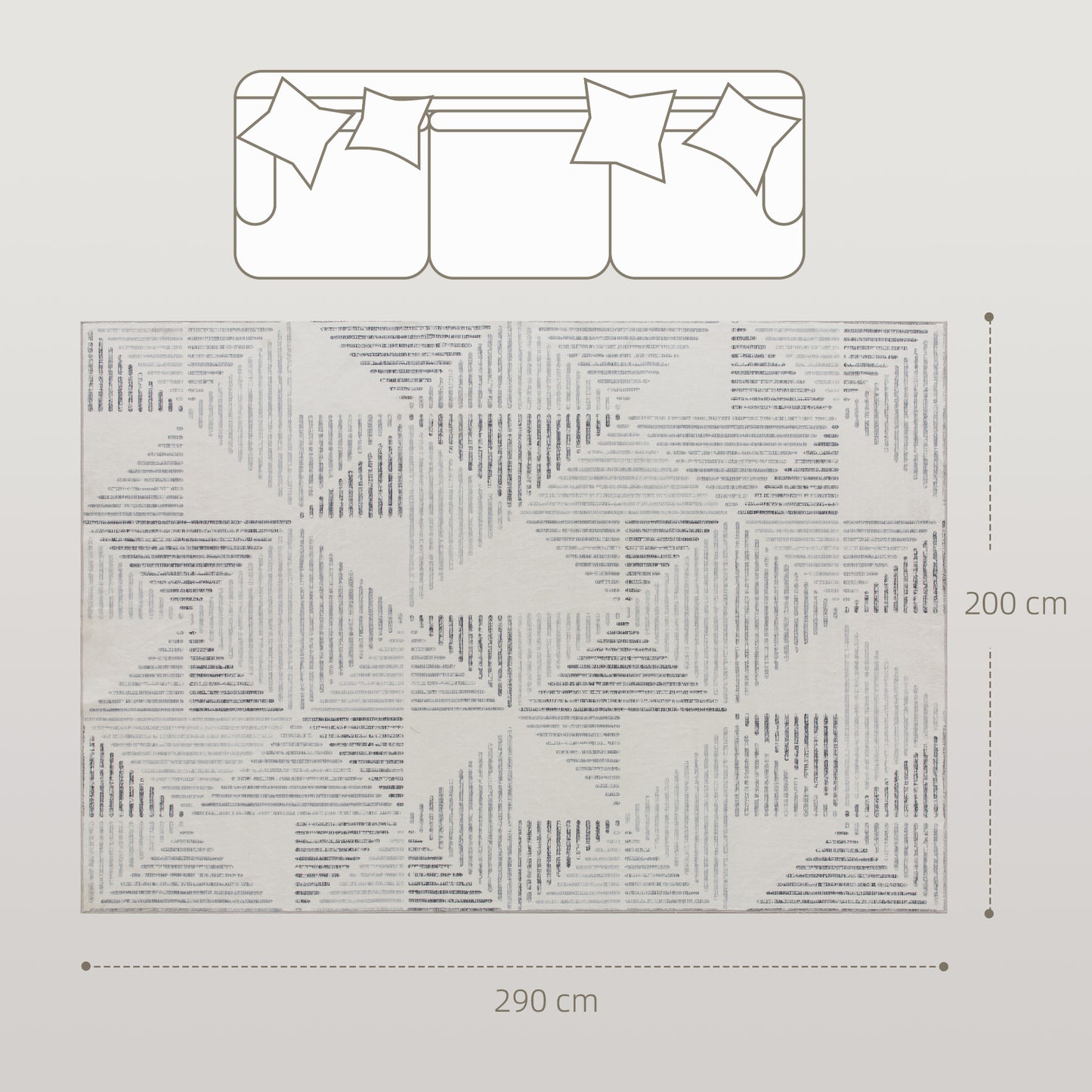 Non-Slip Large Rug for Living Room 290 x 200 cm, Grey