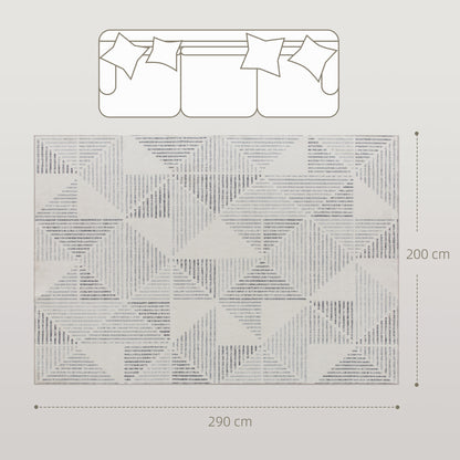 Non-Slip Large Rug for Living Room 290 x 200 cm, Grey