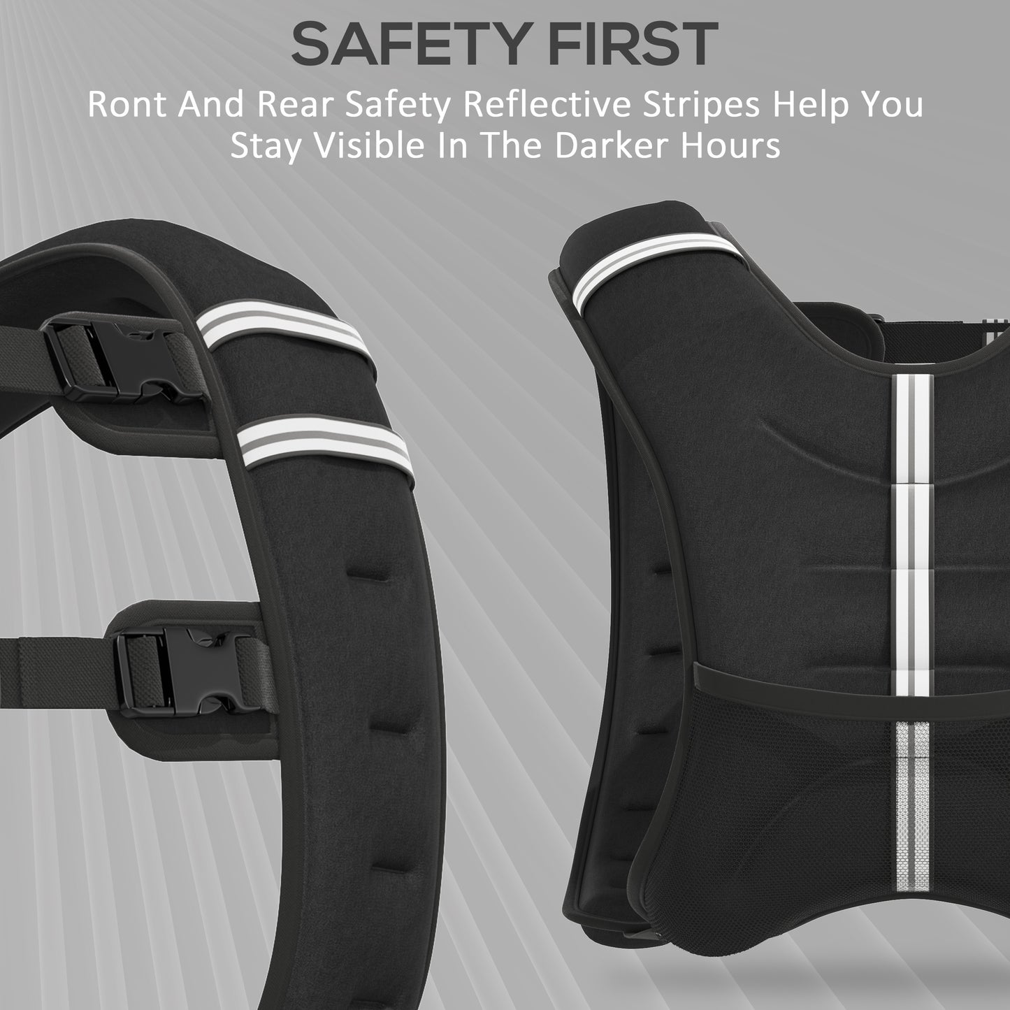 8KG Weighted Vest with Adjustable Straps, Pocket, Reflective Strips