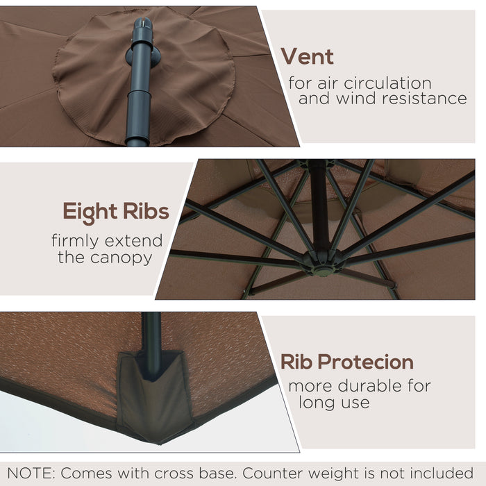 Cantilever Umbrella Parasol Hanging Banana Steel Brown 3M Patio