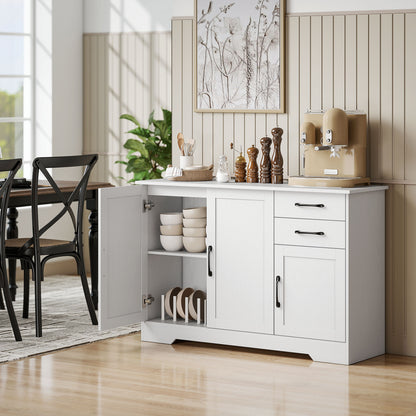 Sideboard with Soft-Close Doors, Modern Storage Cabinet White