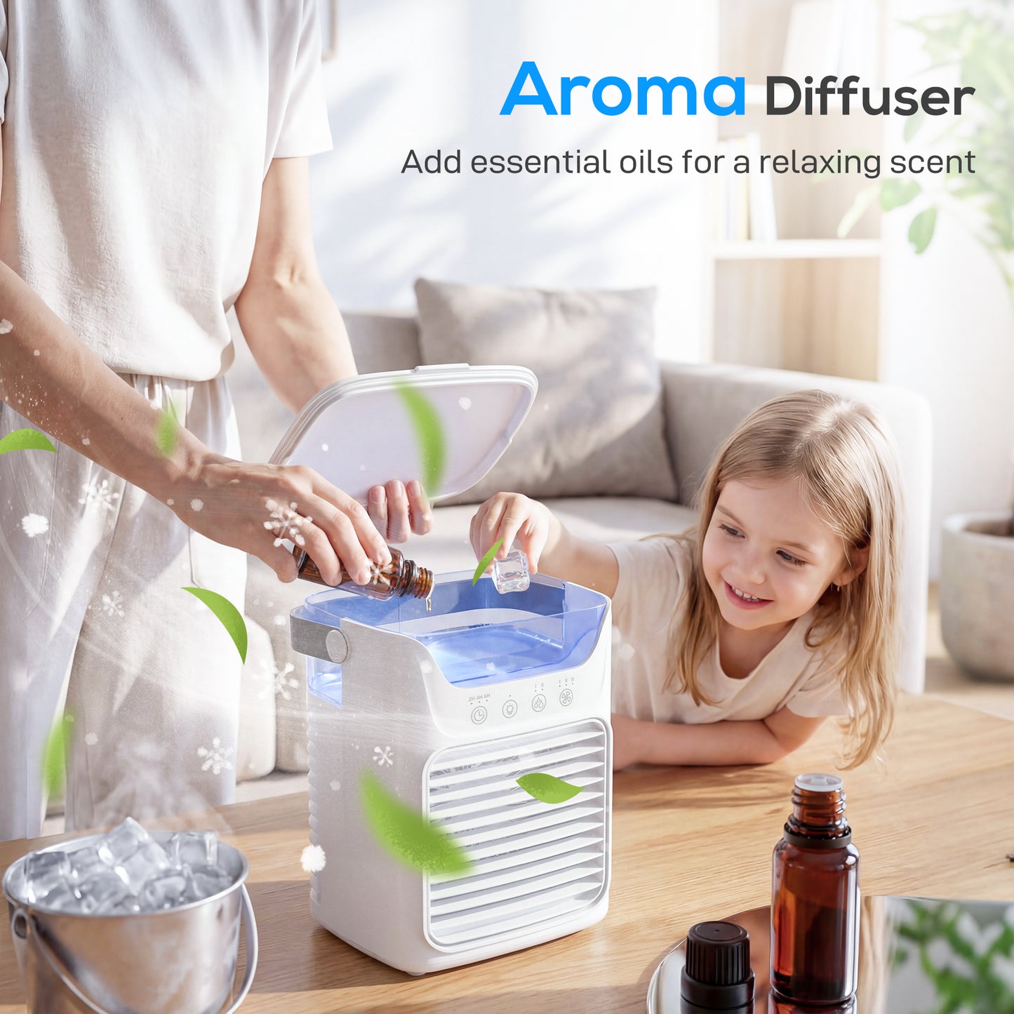 4-in-1 Mini Air Cooler, Portable Air Conditioner for Bedroom, White