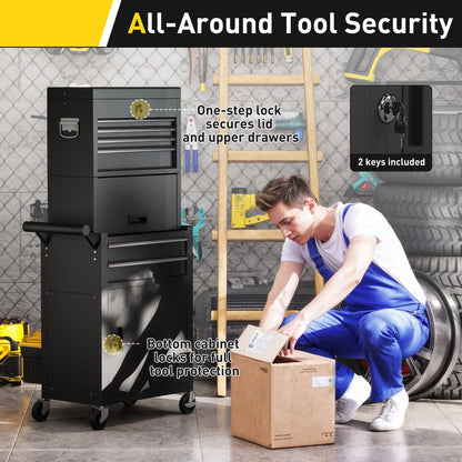 Tool Cabinet with 6 Drawers, 3-in-1 Rolling Tool Chest with Wheels