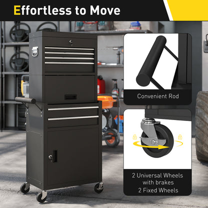 Tool Cabinet with 6 Drawers, 3-in-1 Rolling Tool Chest with Wheels