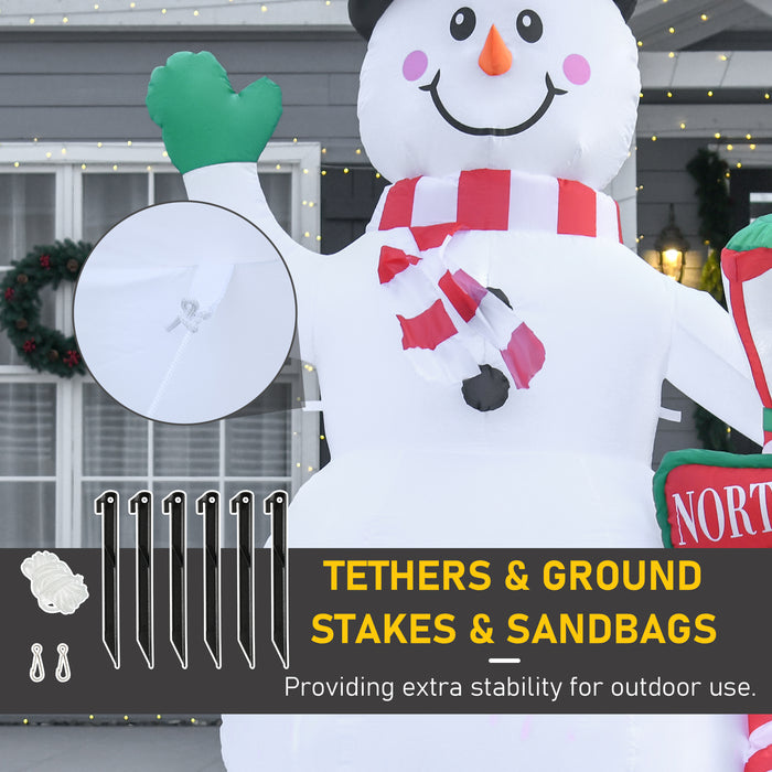 2.4m Tall Christmas Inflatable Snowman with Street Lamp, Lighted for Home Indoor Outdoor Garden Lawn Decoration Party Prop