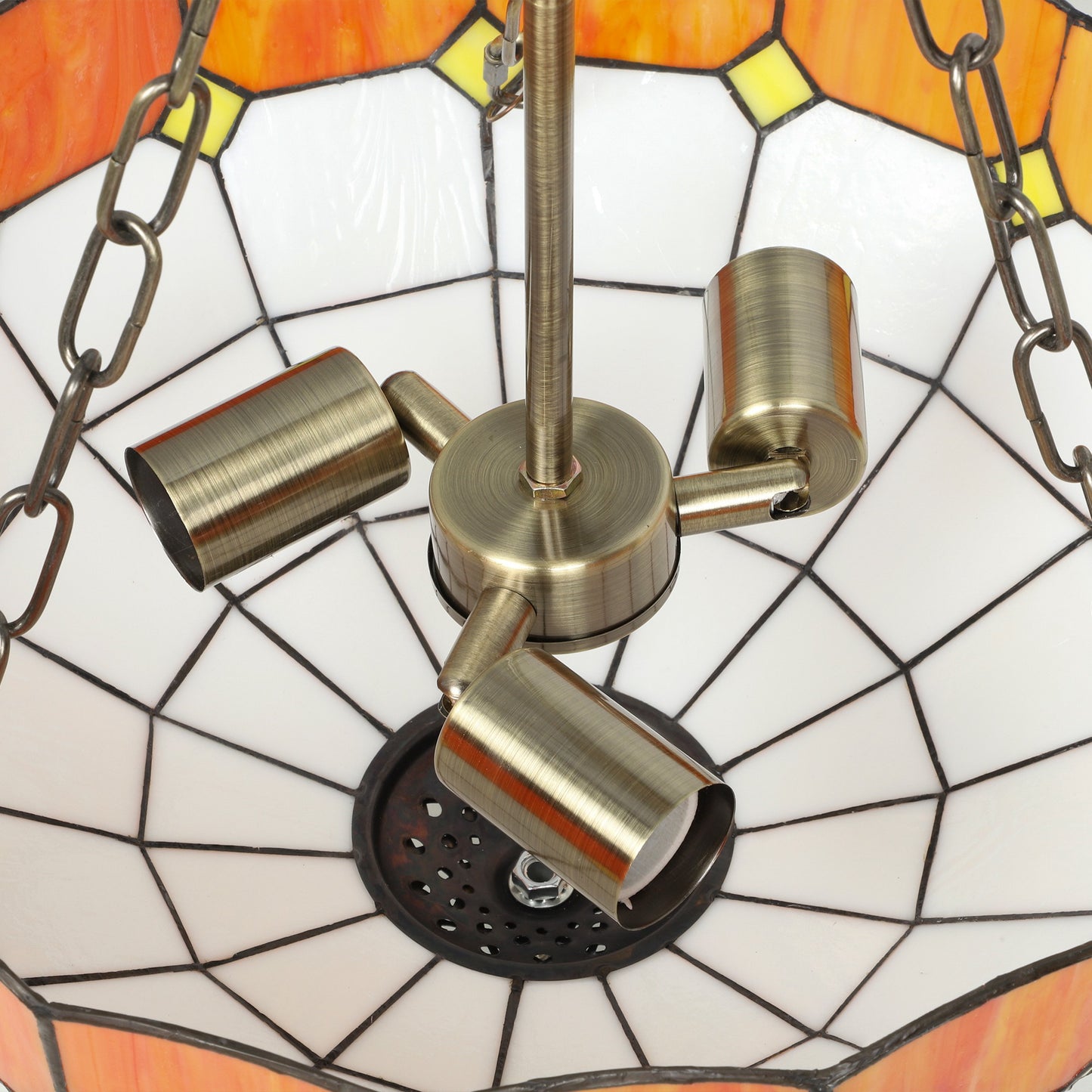 Tiffany Style Ceiling Light, Vintage Chandelier with 3 E27 Sockets