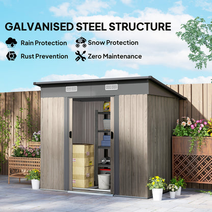 Outdoor Garden Storage Shed for Patio Grey Wood Grain
