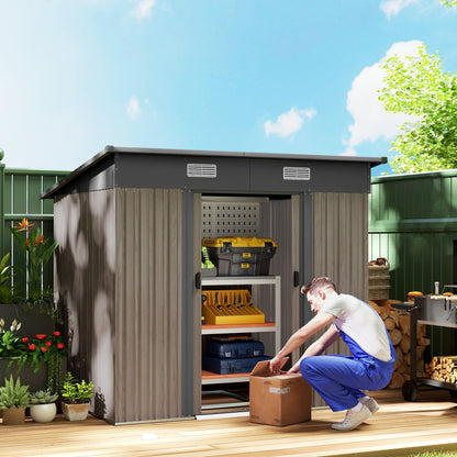 Outdoor Garden Storage Shed for Patio Grey Wood Grain