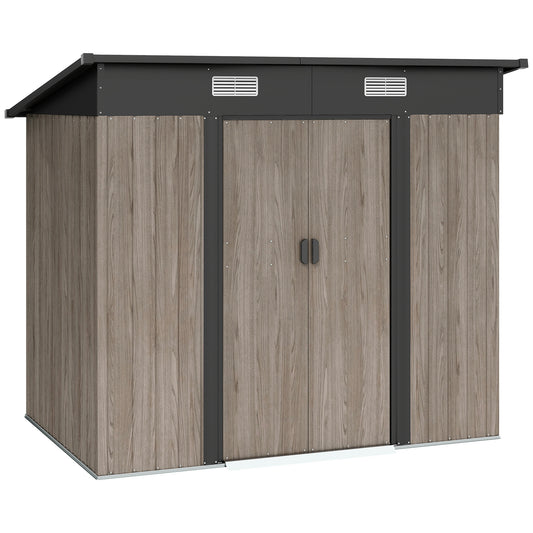Outdoor Garden Storage Shed for Patio Grey Wood Grain