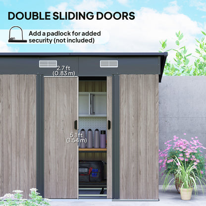 Outdoor Garden Storage Shed for Patio Grey Wood Grain