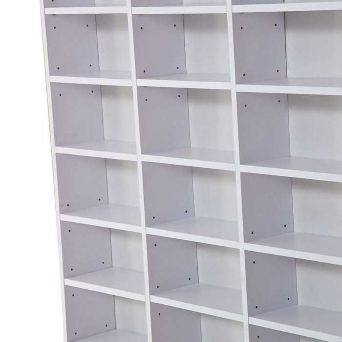 CD / DVD Storage Shelf Storage Unit for 1116 CDs Height-Adjustable Compartments 102 x 24 x 195 cm White