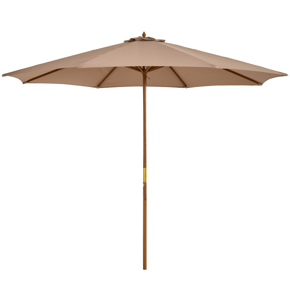 3(m) Garden Umbrella Wooden Parasol 8 Ribs Bamboo Sun Shade Patio Outdoor Umbrella Canopy Khaki