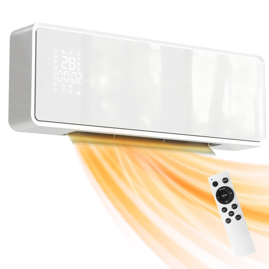2000W Ceramic Electric Heater with Fan, Wall Mounted, White