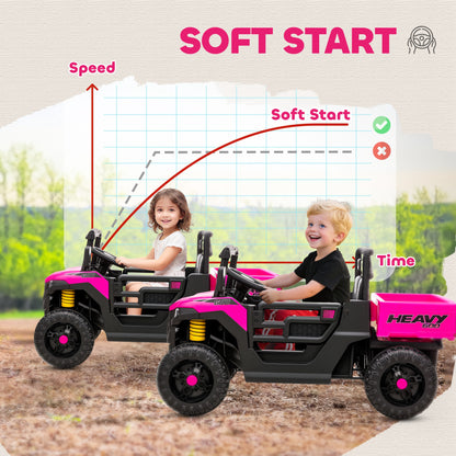 12V Kids Ride on Car, Kids UTV with Electric Dump Bed, Pink