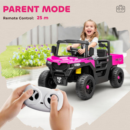 12V Kids Ride on Car, Kids UTV with Electric Dump Bed, Pink
