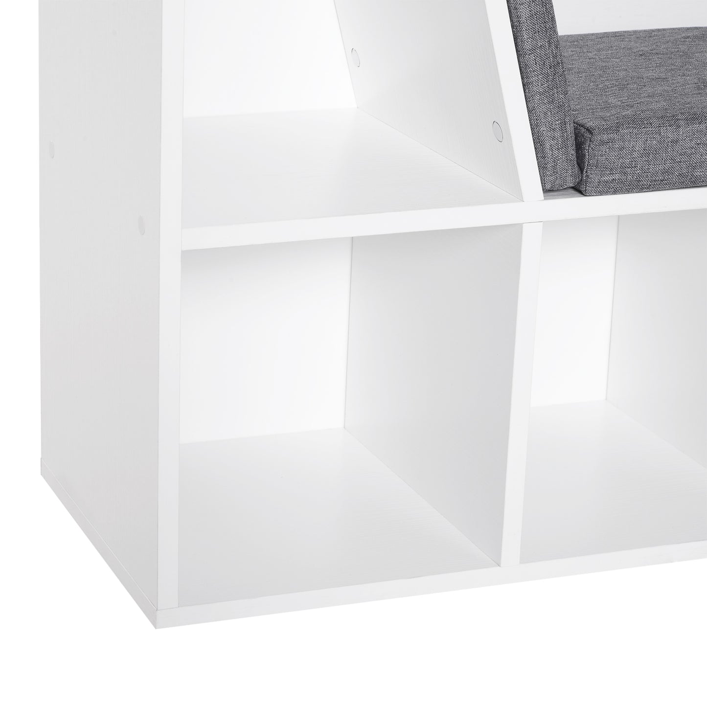 HOMCOM Bookcase Storage Shelf with Cushioned Reading Seat, Cube Bookshelf Organizer for Bedroom Living Room, White