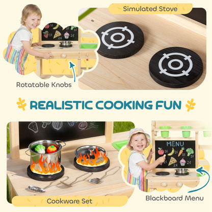 Wooden Kids Mud Kitchen with Kitchenware & Garden Tools