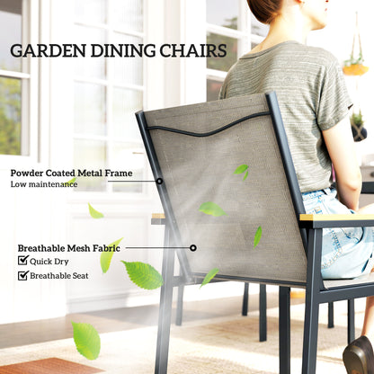 5 Piece Garden Dining Set, Outdoor Table and 4 Chairs, Khaki