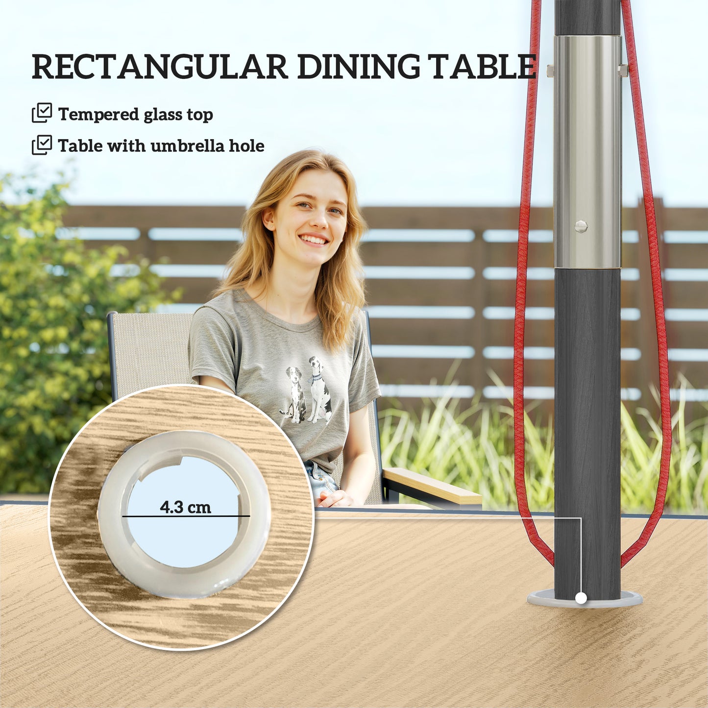 5 Piece Garden Dining Set, Outdoor Table and 4 Chairs, Khaki