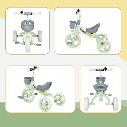 Kids Trike for Ages 2-5 Years, Toddler Tricycle with Front Basket and EVA Wheels, Indoor & Outdoor Use, for Boys and Girls, Green