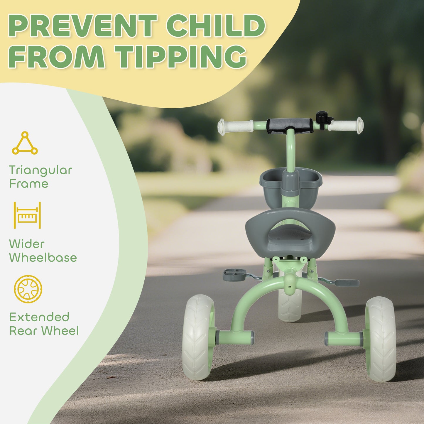 Kids Trike for Ages 2-5 Years, Toddler Tricycle with Front Basket and EVA Wheels, Indoor & Outdoor Use, for Boys and Girls, Green