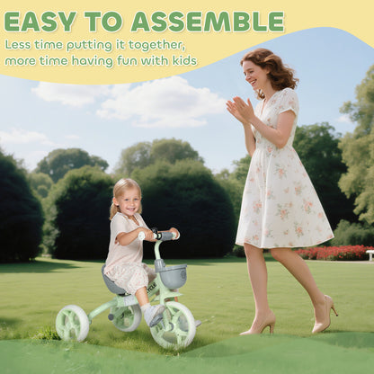 Kids Trike for Ages 2-5 Years, Toddler Tricycle with Front Basket and EVA Wheels, Indoor & Outdoor Use, for Boys and Girls, Green