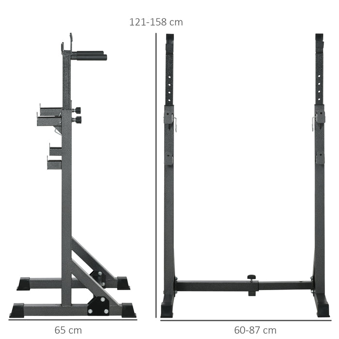 SPORTNOW Heavy Duty Barbell Squat Rack with Dip Station, Adjustable and Multifunctional Weight Power Stand for Home Gym