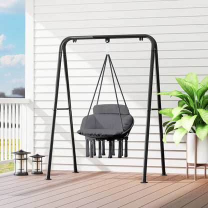Hammock Chair, Boho Hanging Swing Chair with Cushion, Dark Grey