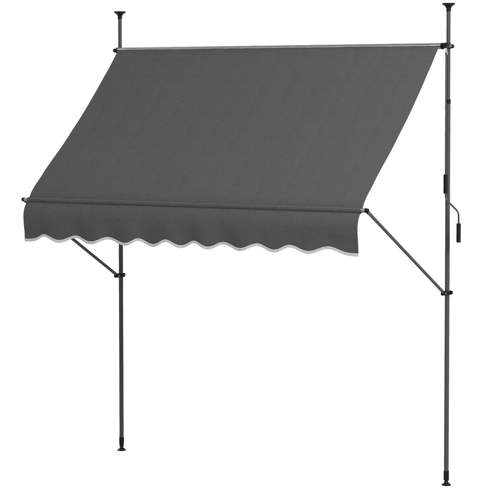 2.5 x 1.2m Retractable Awning, Free Standing Patio Sun Shade Shelter, UV Resistant, for Window and Door, Grey