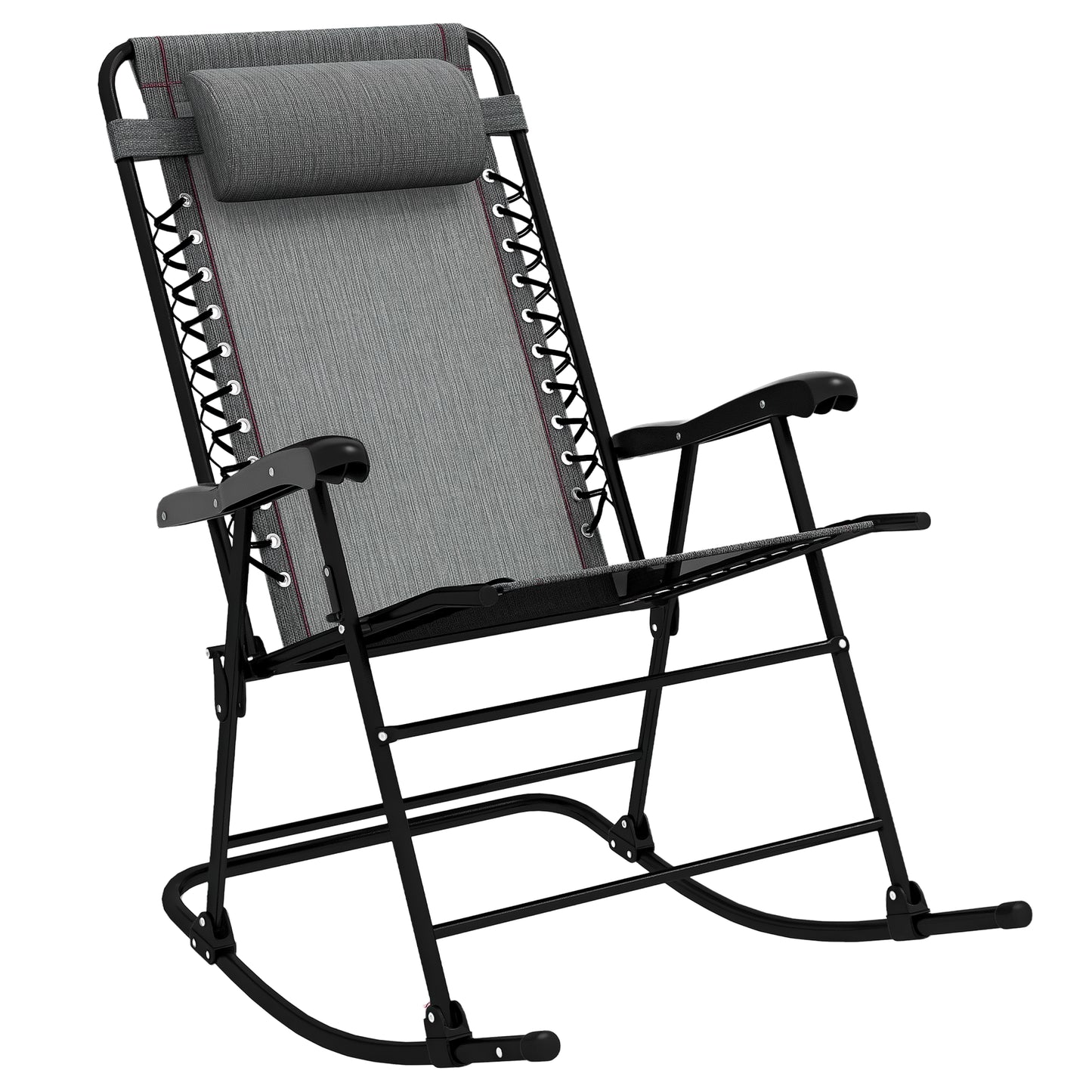 Folding Rocking Chair Outdoor Portable Zero Gravity Chair Grey