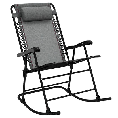 Folding Rocking Chair Outdoor Portable Zero Gravity Chair Grey
